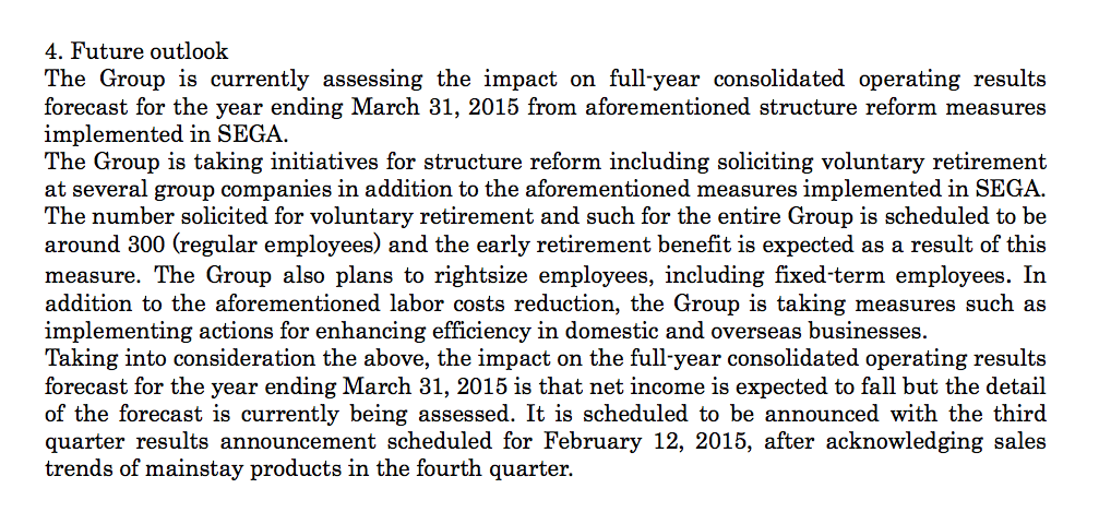 Auszug aus dem Note Issue vom 30. Januar 2015