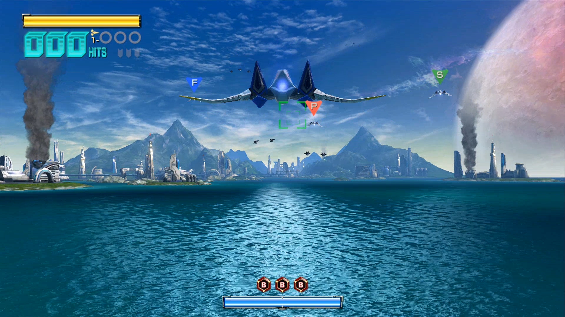 Der Anflug auf Corneria City im Dreierteam. Nostalgie pur.