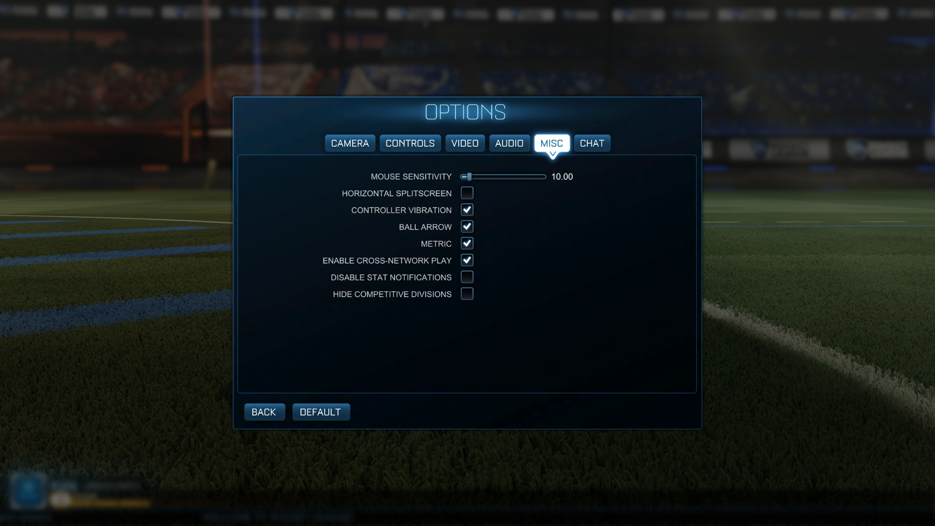 Rocket League Menu